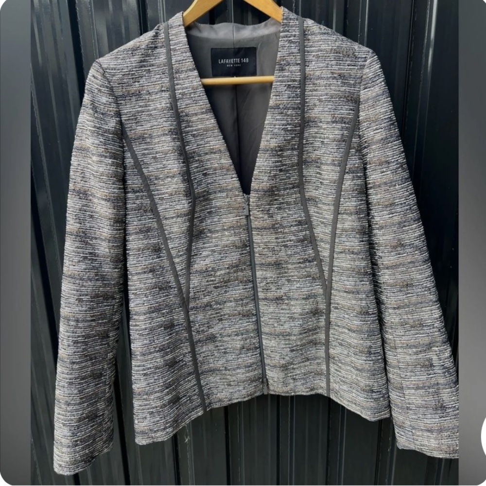 Lafayette 148 New York Meryl Zip Front Blazer Jacket - 6